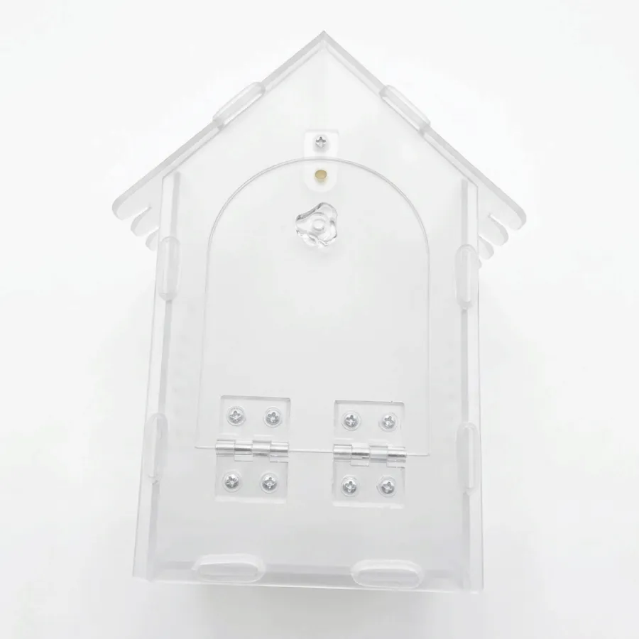 The ventilated rear panel of a clear TaranTerra acrylic enclosure showing rows of air vents